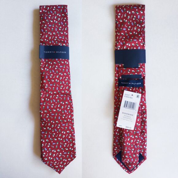 *50off3* NWT 100% Silk Holiday Red Classic Neck Tie Holiday Icons - Picture 3 of 4